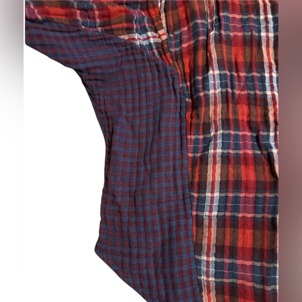 Free People Oversized Mixed Plaid Button Down - Picture 2 of 6